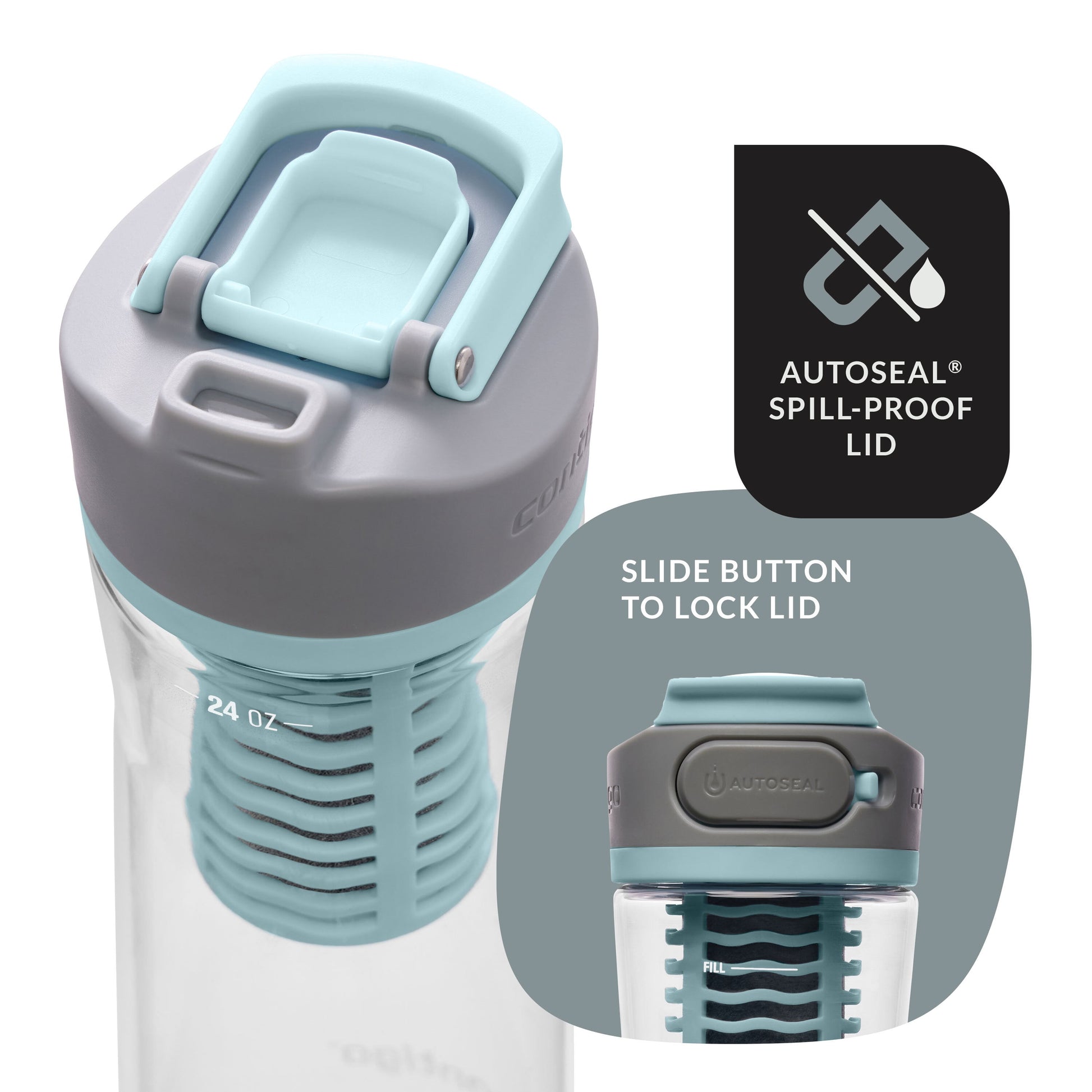 ® Clybourn Plastic Freeflow Filter Water Bottle with AUTOSEAL® Lid 24Oz., Salt