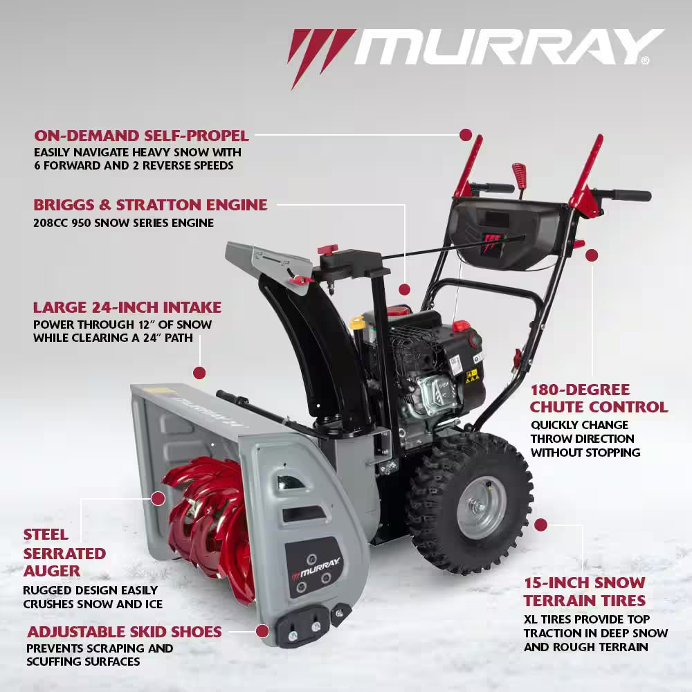 Flurry XL 24 In. 208 CC Self Propelled 2-Stage Gas Snow Blower with Electric Start