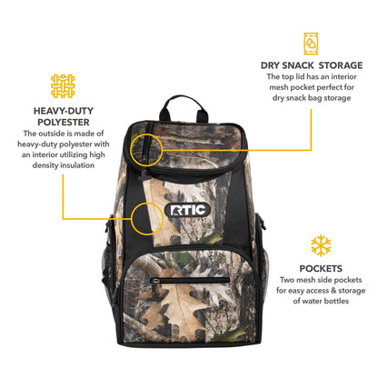 15 Can Lightweight Backpack Insulated Cooler with Pockets, Kanati Camo