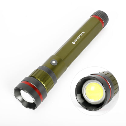 LED Flashlight, 6500 Lumen, Rechargeable, Dual Power AA USB, Charging Bank, IP67 Waterproof