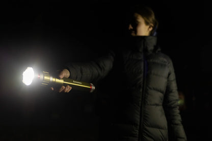 LED Flashlight, 6500 Lumen, Rechargeable, Dual Power AA USB, Charging Bank, IP67 Waterproof