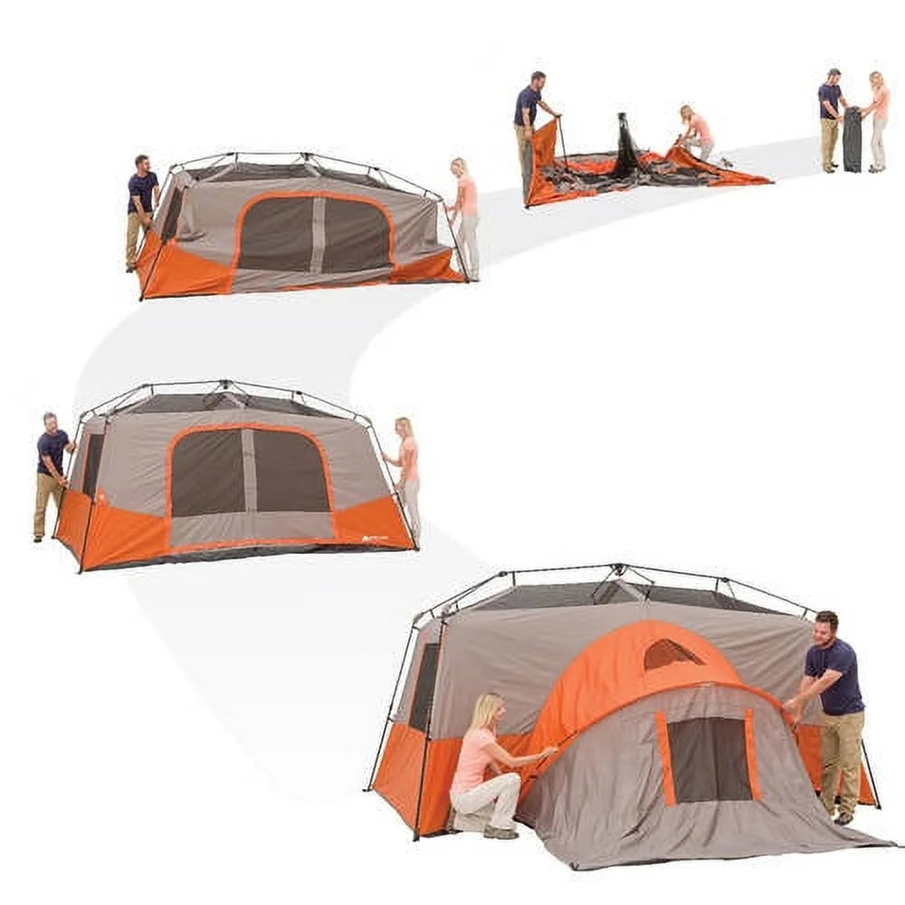 11-Person Instant Cabin Tent with Private Room – 3-Room Family Camping Tent with Awning